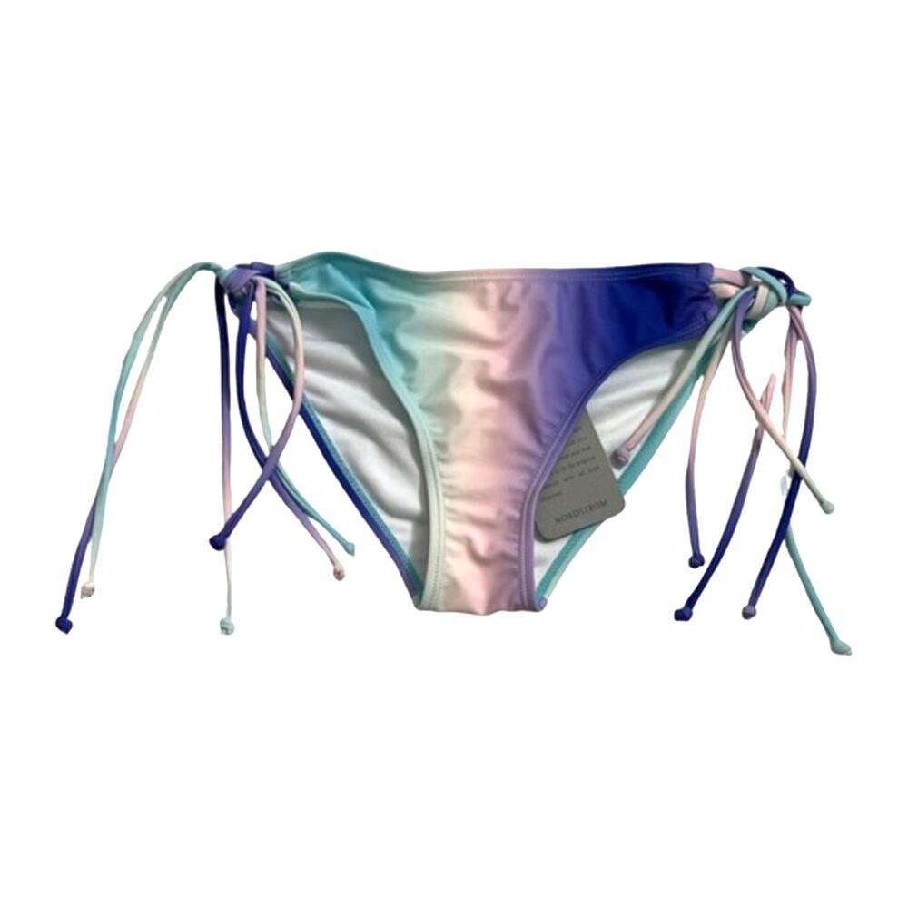 NWT Ava & Yelly Girls Tie-Side Bikini Bottoms Size 8 | Ombre Pastel Nordstrom